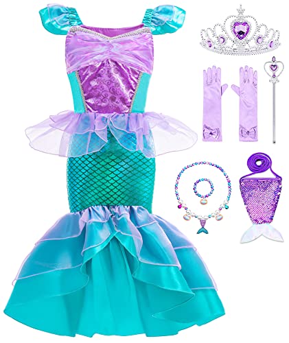 Oskiner Mermaid Costume for Girls,Mermaid Dress for Girls Kids (Blue, 4-5Years) by 