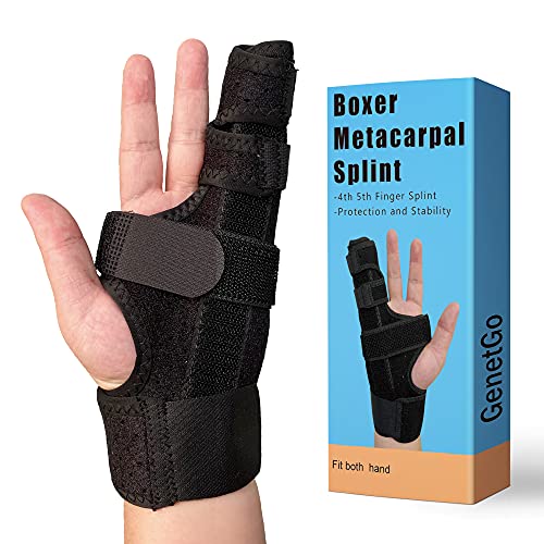 GenetGo Boxer Break Metacarpal Splint Brace - 4th or 5th Finger Splint Support (Large/X-Large) by GenetGo