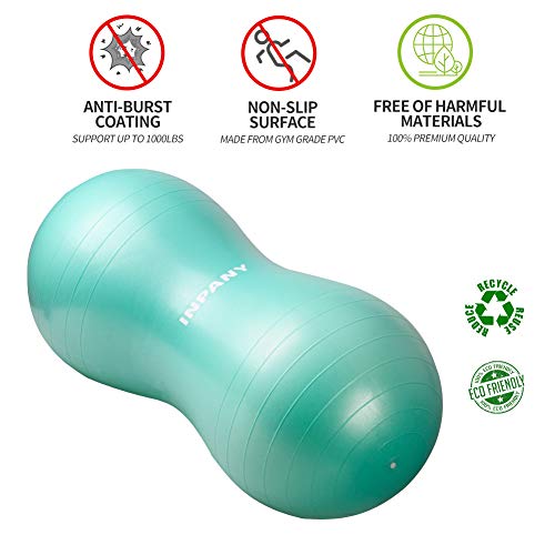 INPANY Peanut Ball - Anti Burst Exercise Ball for Labor Birthing, Physical Therapy for Kids, Core Strength, Home & Gym Fintness (Include Pump) by Inpany