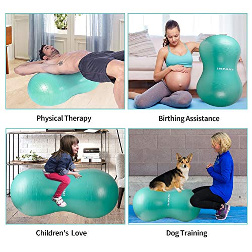 INPANY Peanut Ball - Anti Burst Exercise Ball for Labor Birthing, Physical Therapy for Kids, Core Strength, Home & Gym Fintness (Include Pump) by Inpany