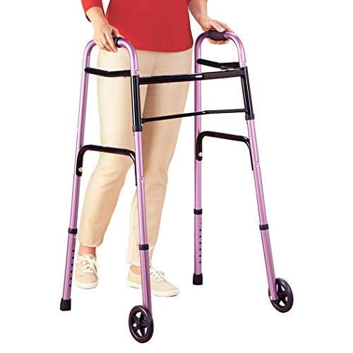Lumex ColorSelect Walker, Lightweight Folding Design for Adults & Seniors, Large 5" Wheels, Pink from GF Health Products, Inc.