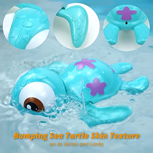 DUCKBOXX XX Bath Toys Wind up Swimming Sea Turtles for Toddlers, Babies (Blue) by LITTLE BESSN