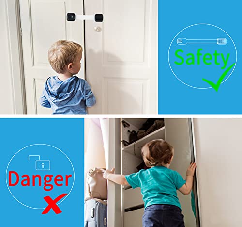 Baby Proofing Drawer Lock 4 Pack Child Safety Latches with Strong Adhesive, No Drilling Childproofing Safety Strap Locks for Cabinets, Oven, Refrigerator, Drawers, Dishwasher, Toilet Seat Black White by NVHSAL