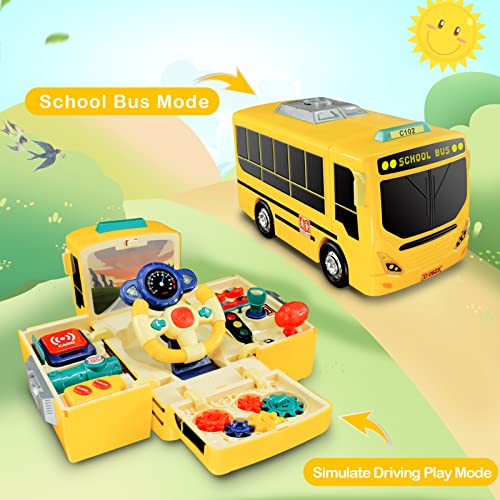 Hi-Tech School Bus Car Toy for Kids Age 3-10 Year Old, Simulate Steering Wheel Gear Driving Play Vehicle Educational Musical Song Light DIY Preschool Toys Birthday Gift for Toddlers Boys Girls. by HI-TECH OPTOELETRONICS CO., LTD.