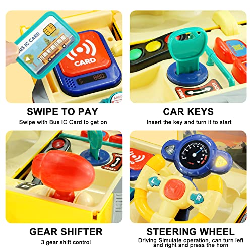 Hi-Tech School Bus Car Toy for Kids Age 3-10 Year Old, Simulate Steering Wheel Gear Driving Play Vehicle Educational Musical Song Light DIY Preschool Toys Birthday Gift for Toddlers Boys Girls. by HI-TECH OPTOELETRONICS CO., LTD.