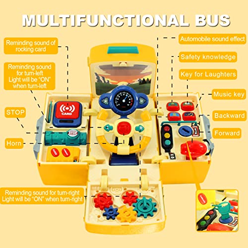 Hi-Tech School Bus Car Toy for Kids Age 3-10 Year Old, Simulate Steering Wheel Gear Driving Play Vehicle Educational Musical Song Light DIY Preschool Toys Birthday Gift for Toddlers Boys Girls. by HI-TECH OPTOELETRONICS CO., LTD.