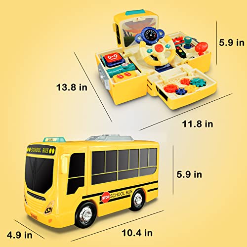 Hi-Tech School Bus Car Toy for Kids Age 3-10 Year Old, Simulate Steering Wheel Gear Driving Play Vehicle Educational Musical Song Light DIY Preschool Toys Birthday Gift for Toddlers Boys Girls. by HI-TECH OPTOELETRONICS CO., LTD.