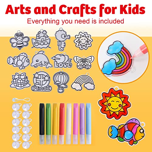 AVIASWIN Girls Toys Age 4-6-8 Window Art for Kids, Suncatchers Painting Kit, Arts and Crafts for Kids Ages 5 6 7 8 9 10, DIY Paint Activities Ideas, Birthday Gifts for 5 6 Year Old Boys by AVIASWIN