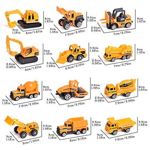 LOYEH 18 in 1 Die-cast Construction Truck Kids Play Vehicles Toy Set, Construction Toy Truck with 12 Construction Vehicles and 8 Toy Figures, Lights and Sounds, Kids Boys Girls Birthday Gifts by LOYEAH