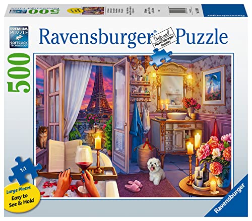 Ravensburger Cozy Bathroom 500 Piece Large Format Jigsaw Puzzle for Adults - 16789 - Every Piece is Unique, Softclick Technology Means Pieces Fit Together Perfectly, Multicolor from Ravensburger