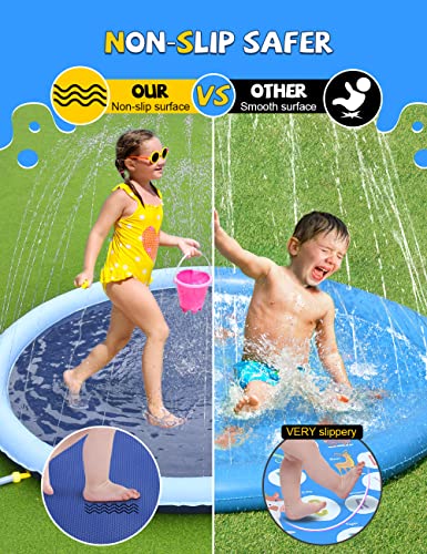 VISTOP Non-Slip Splash Pad for Kids and Dog, Thicken Sprinkler Pool Summer Outdoor Water Toys - Fun Backyard Fountain Play Mat for Baby Girls Boys Children or Pet Dog (67 inch, Red&Yellow&Green&Blue) by VISTOP