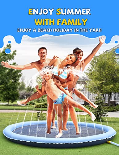 VISTOP Non-Slip Splash Pad for Kids and Dog, Thicken Sprinkler Pool Summer Outdoor Water Toys - Fun Backyard Fountain Play Mat for Baby Girls Boys Children or Pet Dog (67 inch, Red&Yellow&Green&Blue) by VISTOP