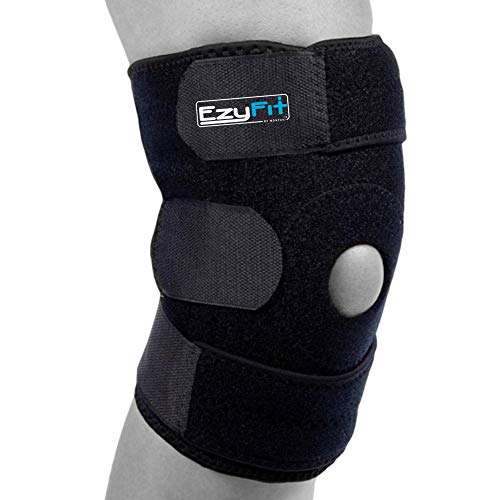 EzyFit Knee Brace Support Dual Stabilizers & Open Patella - Adjustable Breathable Neoprene for ACL Meniscus Tear Injury Recovery Comfort Fit-Black/Blue,Extra Large - 16" - 24" from EzyFit