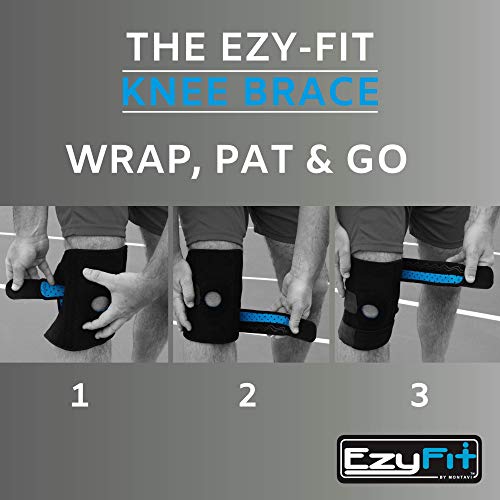 EzyFit Knee Brace Support Dual Stabilizers & Open Patella - Adjustable Breathable Neoprene for ACL Meniscus Tear Injury Recovery Comfort Fit-Black/Blue,Extra Large - 16" - 24" from EzyFit