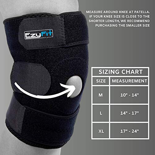 EzyFit Knee Brace Support Dual Stabilizers & Open Patella - Adjustable Breathable Neoprene for ACL Meniscus Tear Injury Recovery Comfort Fit-Black/Blue,Extra Large - 16" - 24" from EzyFit