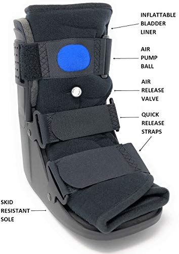 Superior Braces (Size Small) Low Top, Low Profile Air Pump CAM Medical Orthopedic Walker Boot for Ankle and Foot Injuries, Black, Men's Shoe Size 4 1/2-7, Female Shoe Size 6-8 from SB Superior Braces