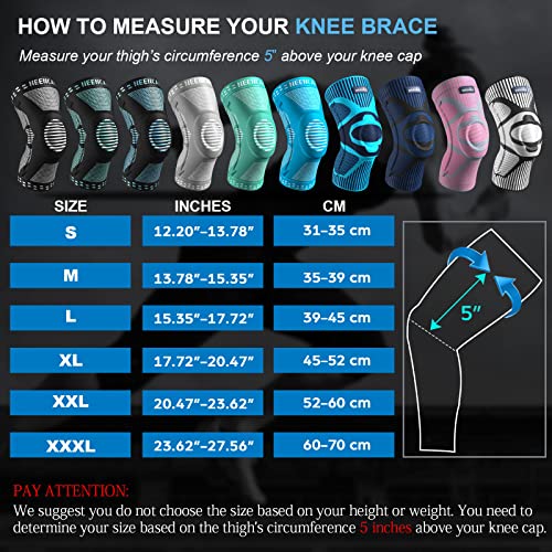 NEENCA [2 Pack] Knee Brace, Knee Compression Sleeve Support with Patella Gel Pad & Side Spring Stabilizers, Medical Grade Knee Protector for Running, Meniscus Tear, Arthritis, Joint Pain Relief, Sport by NEENCA