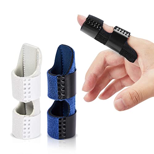 Finger Splints (3PCS), Finger Support Braces, Adjustable Finger Protectors Sleeves for Trigger Finger, Mallet Finger, Broken Finger, Arthritis, Knuckle Immobilization, Straightening. Best Fit for Index Middle Ring Finger from KVMDAZ