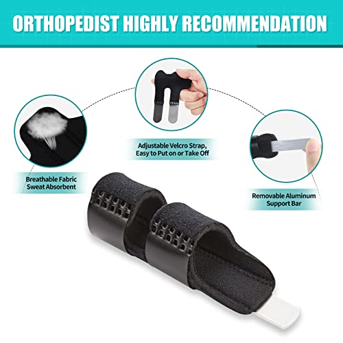 Finger Splints (3PCS), Finger Support Braces, Adjustable Finger Protectors Sleeves for Trigger Finger, Mallet Finger, Broken Finger, Arthritis, Knuckle Immobilization, Straightening. Best Fit for Index Middle Ring Finger from KVMDAZ