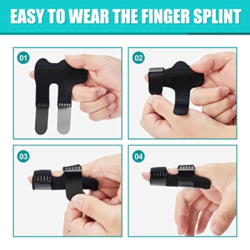 Finger Splints (3PCS), Finger Support Braces, Adjustable Finger Protectors Sleeves for Trigger Finger, Mallet Finger, Broken Finger, Arthritis, Knuckle Immobilization, Straightening. Best Fit for Index Middle Ring Finger from KVMDAZ
