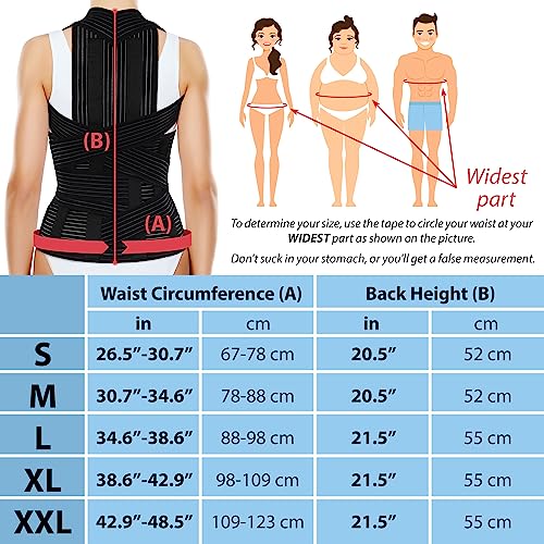 ORTONYX Full Back Support Brace with Removable Dorso-Lumbar Pad - Upper and Lower Back Pain Relief, Thoracic Kyphosis, Rounded Shoulders, Posture Correction/XL from UFEELGOOD