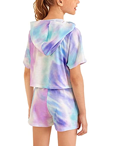 Girls Tie Dye Clothes Outfits Two Piece Lounge Set Jogger Suits Sweatsuits Tracksuits Sweatshirts Tops Hoodies Shorts Sets Size 10 from 