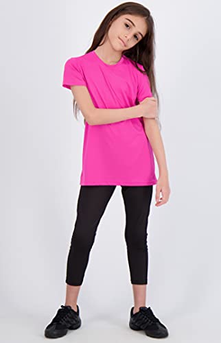 4 Pack: Girls Short Sleeve Shirts Tees Active Quick Dry Fit Crew Neck T-Shirt Active Athletic Tops Essentials Soccer Sports Yoga Gym Young Teen Chica's Kids Zebra Summer Clothes - Set 5, XS (7) by Real Essentials