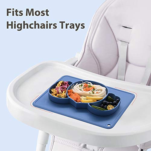 Suction Plate for Babies, Non-Slip Feeding Silicone Placemat for Babies Infants Toddlers Kids Dishes, Stick to High Chair Trays and Table,Microwave Dishwasher Safe (Cute Koala, Baby Blue) from Hey Kids