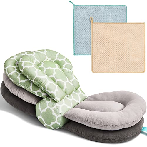 Tatuo Elevate Adjustable Breastfeeding Pillows Nursing Pillows for Mom Multiple Angle Altering Layers Baby Feeding Pillow with 2 Pcs Absorbent Coral Fleece Baby Washcloths for Newborn Infant Toddlers by Tatuo