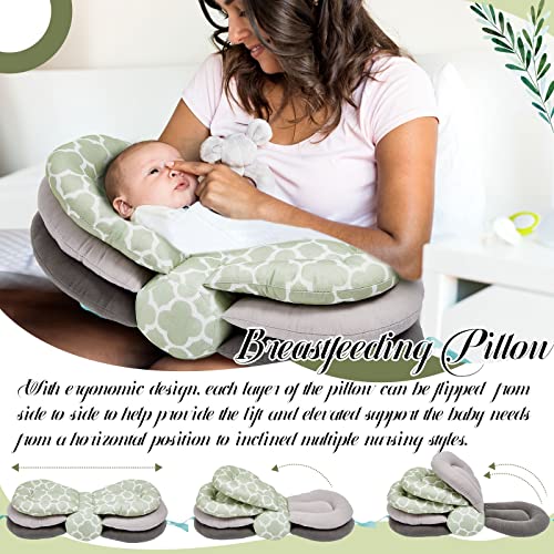Tatuo Elevate Adjustable Breastfeeding Pillows Nursing Pillows for Mom Multiple Angle Altering Layers Baby Feeding Pillow with 2 Pcs Absorbent Coral Fleece Baby Washcloths for Newborn Infant Toddlers by Tatuo