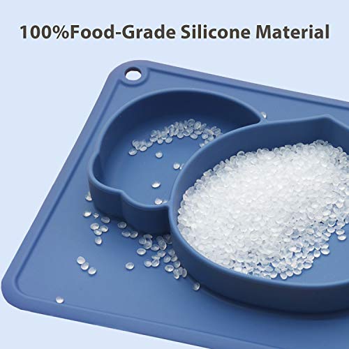 Suction Plate for Babies, Non-Slip Feeding Silicone Placemat for Babies Infants Toddlers Kids Dishes, Stick to High Chair Trays and Table,Microwave Dishwasher Safe (Cute Koala, Baby Blue) from Hey Kids