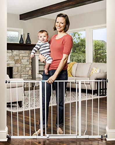 Regalo Easy Open 47-Inch Super Wide Walk Thru Baby Gate, Bonus Kit, Includes 4-Inch and 12-Inch Extension Kit, 4 Pack Pressure Mount Kit and 4 Wall Cups and Mounting Kit , 11 Count (Pack of 1) from Regalo