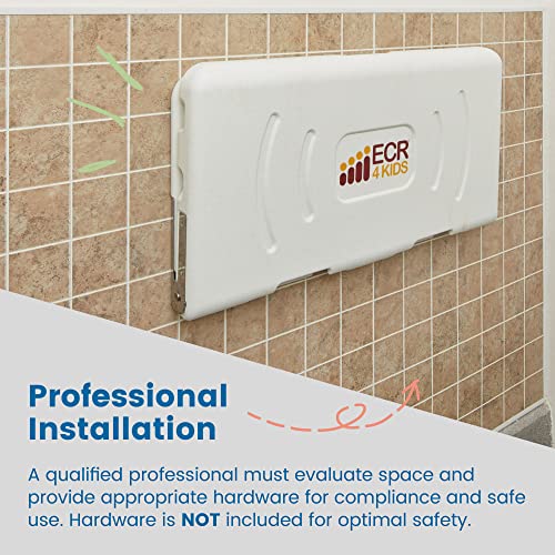 ECR4Kids ELR-18004 Wall-Mounted Baby Changing Station, Horizontal Fold-Down Diaper Change Table with Safety Straps for Commercial Bathrooms, ADA and ANSI Compliant, Free Replacement Straps, White Granite from ECR4Kids