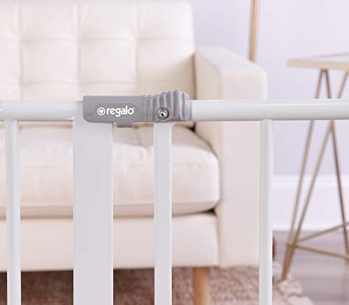 Regalo Easy Open 47-Inch Super Wide Walk Thru Baby Gate, Bonus Kit, Includes 4-Inch and 12-Inch Extension Kit, 4 Pack Pressure Mount Kit and 4 Wall Cups and Mounting Kit , 11 Count (Pack of 1) from Regalo