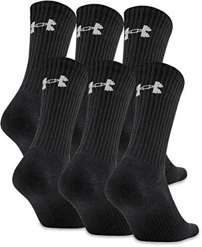Under Armour Youth Cotton Crew Socks, 6-Pairs , Black/White , X-Small by Gildan (UA Socks)