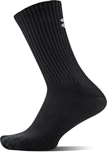 Under Armour Youth Cotton Crew Socks, 6-Pairs , Black/White , X-Small by Gildan (UA Socks)