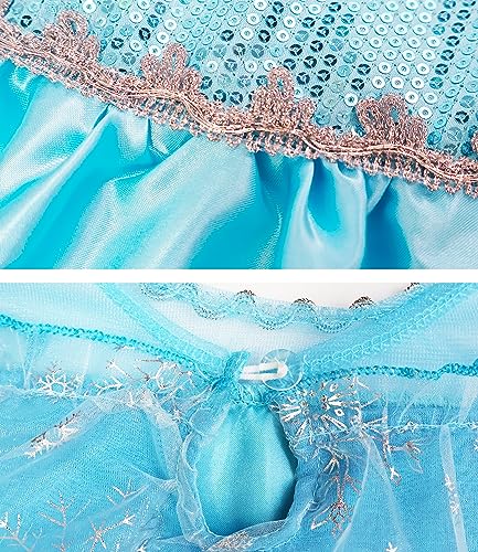 Almce Elsa Costume for Girls Toddler Christmas Birthday Party Dress Up Little Girl Princess Dresses with Accessories (Blue, 3T) by 