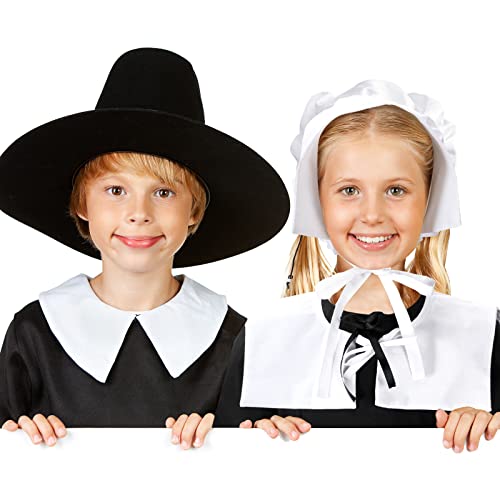 4 Pcs Pilgrim Costume Kit for Girls Colonial Girls Costume Dress Cosplay Costumes Halloween Pilgrim Girls Costume (Medium) from Silkfly