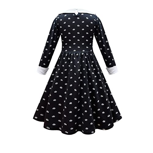 moderist Wednesday Addams Costume for Girls Halloween Costumes Long Sleeve Dress with Wig from 