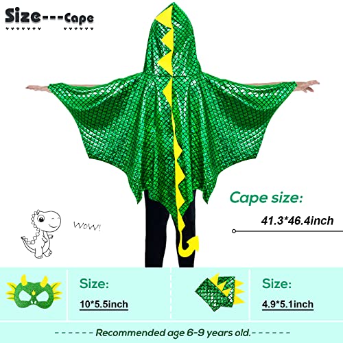 IROLEHOME Dinosaur-Costume-Dragon-Wings for Kids Boys-Girls Dress-Up Hooded-Cape and Mask Gloves as Dino Toys Party Gifts by 