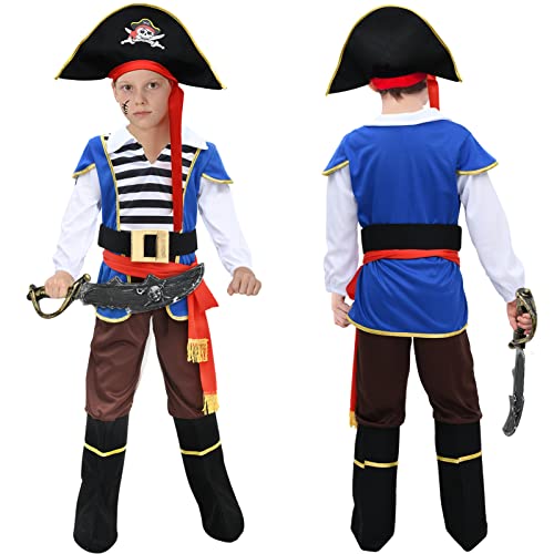 Latocos Pirate Costume Kids Boys Pretend Role Play Dress Up Costumes Halloween Birthday Party Gifts Toddler Ages 3-12 Years from 