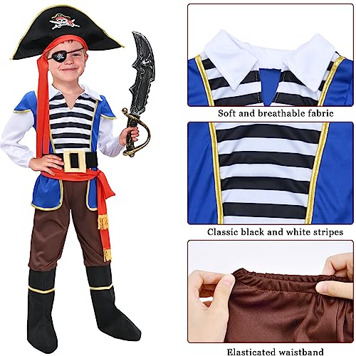 Latocos Pirate Costume Kids Boys Pretend Role Play Dress Up Costumes Halloween Birthday Party Gifts Toddler Ages 3-12 Years from 