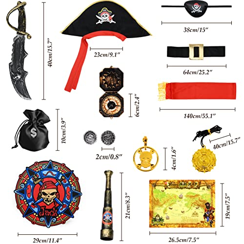 Latocos Pirate Costume Kids Boys Pretend Role Play Dress Up Costumes Halloween Birthday Party Gifts Toddler Ages 3-12 Years from 