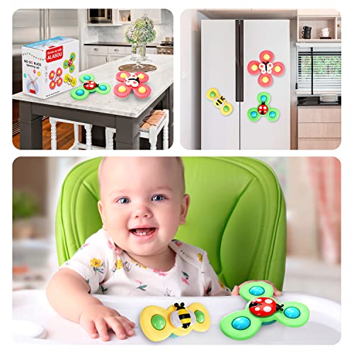 3PCS Suction cup spinner toys for 1 2 Year old boys|Spinning top baby toys 12-18 months|First birthday baby gifts for 1 Year old girls|Sensory toys for toddlers 1-3 (Farm) by Titain Creations