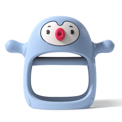 Smily Mia Penguin Buddy Never Drop Silicone Baby Teething Toy for 0-6month Infants, Baby Chew Toys for Sucking Needs, Hand Pacifier for Breast Feeding Babies, Car Seat Toy for New Born. Light Blue by Dongguan Xufu Rubber&Silicone manufacturer Co., Ltd.