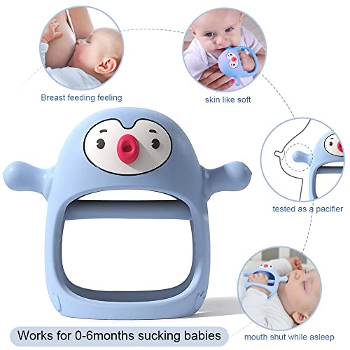 Smily Mia Penguin Buddy Never Drop Silicone Baby Teething Toy for 0-6month Infants, Baby Chew Toys for Sucking Needs, Hand Pacifier for Breast Feeding Babies, Car Seat Toy for New Born. Light Blue by Dongguan Xufu Rubber&Silicone manufacturer Co., Ltd.