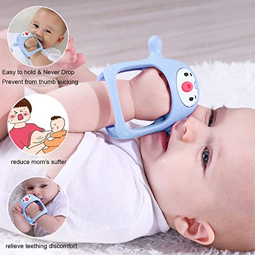 Smily Mia Penguin Buddy Never Drop Silicone Baby Teething Toy for 0-6month Infants, Baby Chew Toys for Sucking Needs, Hand Pacifier for Breast Feeding Babies, Car Seat Toy for New Born. Light Blue by Dongguan Xufu Rubber&Silicone manufacturer Co., Ltd.
