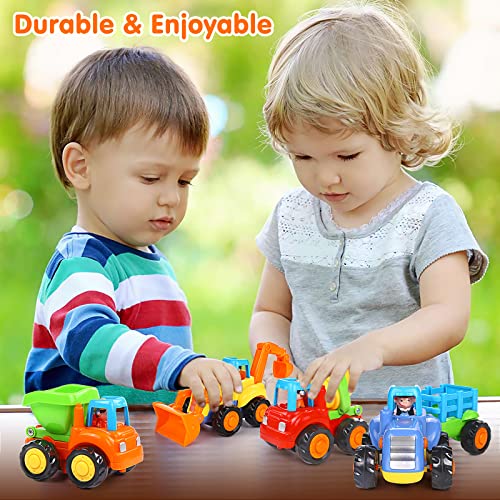 ORWINE Inertia Toy Early Educational Toddler Baby Toy Friction Powered Cars Push and Go Cars Tractor Bulldozer Dumper Cement Mixer Engineering Vehicles Toys for Children Boys Girls Kids Gift 4PCS by ORWINE