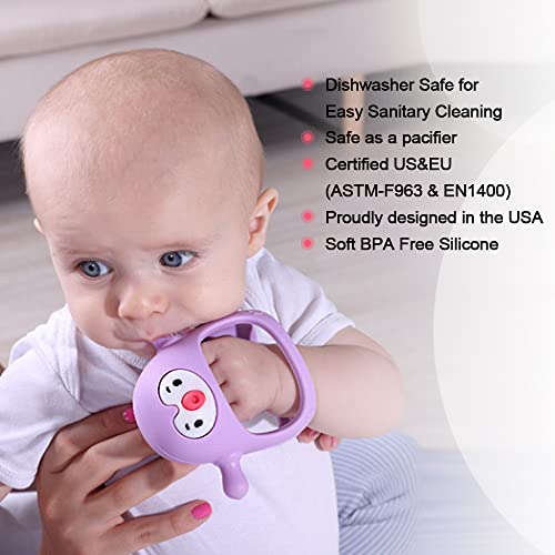 Smily Mia Penguin Buddy Never Drop Silicone Baby Teething Toy for 0-6month Infants, Baby Chew Toys for Sucking Needs, Hand Pacifier for Breast Feeding Babies, Car Seat Toy for New Born. Light Blue by Dongguan Xufu Rubber&Silicone manufacturer Co., Ltd.