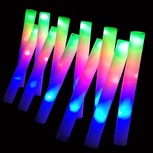 Bylaotrs 32 PCS Foam Glow Sticks Bulk,3 Modes Flashing LED Light Sticks Glow in The Dark Party Supplies Light Up Toys for Parties,Weddings,Concerts,Christmas,Halloween by 